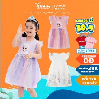 Đầm váy bé gái Rabity ngắn tay phối voan in hình Công chúa Elsa và Minnie bản quyền Disney 5666