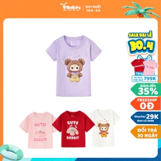 Áo thun bé gái Rabity ngắn tay in hình búp bê 900082