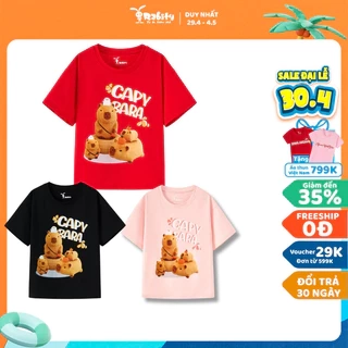 Áo thun bé gái/bé trai hình capybara Rabity ngắn tay 900.070