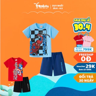 Đồ bộ bé trai Rabity ngắn tay cotton  in hình Spiderman bản quyền Disney 5596