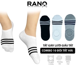 tất cổ lười hài giấu giày nam nữ cao cấp RANO chống tuột phối sọc không hôi chân CB_LUOI3SOC