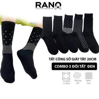Tất Vớ Đen Công Sở Cổ Cao 20 CM Họa Tiết RANO Cotton Tự Nhiên Dày Dặn Êm Ái Thoáng Khí Khử mùÌ CB5_NEO
