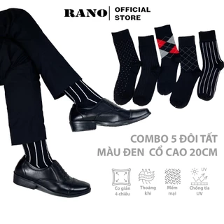 Hộp 5 đôi tất nam cổ cao Mix5 RANO cao cấp mang giầy tây thoáng khí chống hôi chân co giãn 4 chiều