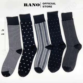 Hộp 5 đôi tất nam công sở cổ cao dài 26cm vớ nam đi giày tây họa tiết RANO sợi cotton cao cấp cao cấp mềm mại thoáng mát