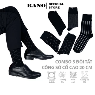 Set 5 đôi tất mang giày tây nam cổ cao RANO sợi cotton cao cấp thấm hút mồ hôi khử mùi Mix5_1