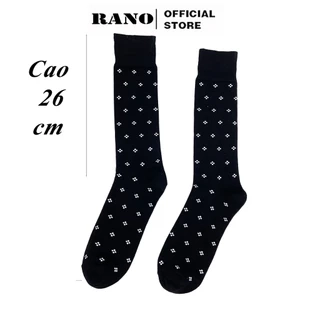 Tất nam cổ cao đi giày tây RANO công sở cao cấp hoạ tiết dấu cộng, chất liệu cotton hút ẩm thoáng khí TAY26CONG