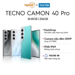 [MỞ BÁN 10.04] Điện thoại Tecno Camon  40 Pro 8Gb/256GB - Helio G100 Ultimate - Amoled 120Hz - 5200mAh