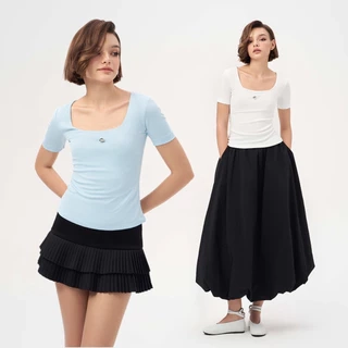 RECHIC Áo thun Ember tay ngắn chất thun đính họa tiết trái tim trẻ trung