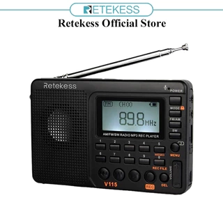 Đài phát thanh RETEKESS V115 kiêm máy nghe nhạc MP3 sóng ngắn hỗ trợ thẻ Micro SD/ TF