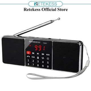 Retekess TR602 Đài phát thanh Bluetooth âm thanh nổi AM FM di động với loa máy nghe nhạc MP3 không dây Hỗ trợ đầu vào Thẻ TF Đĩa USB có màn hình LED Hẹn giờ ngủ (Đen)