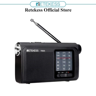 Retekess TR605 tặng pin sạc có chức năng FM SW với đèn Flash Led khẩn cấp và giắc cắm tai nghe (Đen)
