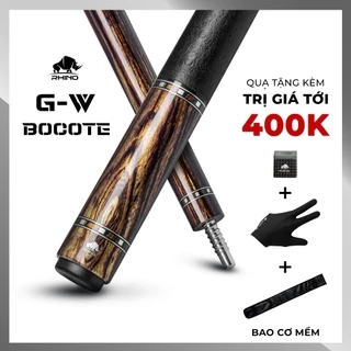 Gậy Bida Lỗ Rhino G-W Bocote - Ngọn Glassfiber - Chính Hãng - Tặng kèm combo phụ kiện