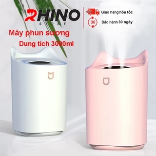 Máy phun sương tạo ẩm cỡ lớn Rhino H802 3000ml, 2 lõi phun, tích hợp đèn 7 màu, dung tích lớn
