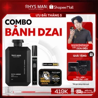 Combo Bảnh Dzai - Sữa tắm gội nam 3in1 350ml & Sáp dưỡng tạo kiểu tóc 50g & Nước hoa nam 10ml Rhys Man
