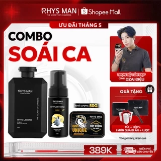 Combo Soái Ca - Sữa tắm gội nam 3in1 350ml & Sáp dưỡng tạo kiểu tóc & Bọt vệ sinh nam giới Rhys Man