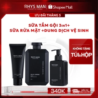 Sữa tắm gội nam 3in1 350ml & Dung dịch vệ sinh nam 120ml & Sữa rửa mặt nam 100ml RHYS MAN