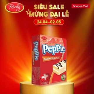 Bánh Peppie Richy phủ socola trắng hộp 3 (45g) bánh bông lan kem bơ sữa