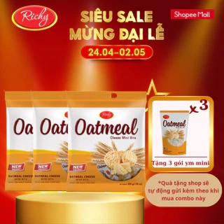 Combo 3 túi bánh yến mạch Oatmeal Richy túi to 220g-250g tặng thêm 3 túi bánh yến mạch mini bite 35-40g