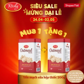 [MUA 1 TẶNG 1] Bánh yến mạch Richy Oatmeal hộp thiếc 200g
