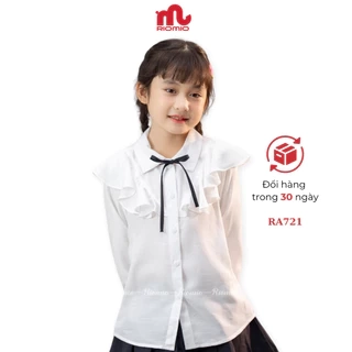 Áo sơ mi dài tay bé gái RIOMIO size 21-40kg cổ bèo, phối nơ xinh xắn-RA721,RA916