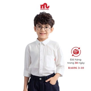 Áo sơ mi trắng bé trai RIOMIO size 20-42kg chất 100% cotton thô Hàn mềm mát RA696