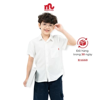Áo sơ mi trắng cộc tay bé trai RIOMIO size 21-42kg, chất cotton thô Hàn mềm thoáng mát RA660
