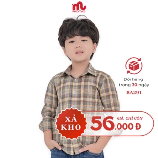 Áo sơ mi kẻ caro bé trai Riomi dài tay size 20 - 50kg chất cotton thô Hàn mềm mát RA291