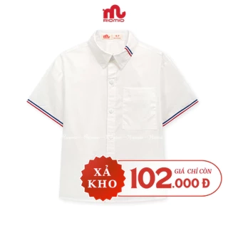 Áo sơ mi trắng cộc tay Clitus bé trai RIOMIO chất cotton thô Hàn mềm-RA921
