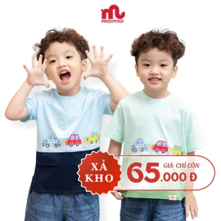 Áo thun bé trai RIOMIO cộc tay in hình ô tô vải cotton mềm mát size 13- 27kg RA565