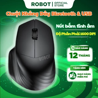 Chuột Không Dây Bluetooth & USB Nano 2.4 GHz ROBOT M350 Tĩnh Âm - Độ Phân Phải 1600 DPI