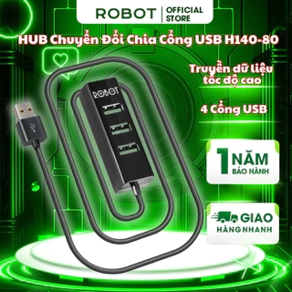 HUB Chuyển Đổi Chia Cổng USB ROBOT H140-80 Mở Rộng 4 Cổng USB 2.0 Dây Nối Dài 80 Cm