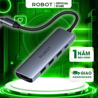 HUB USB-C Chuyển Đổi Đa Năng 5 In 1 ROBOT HT350 Hỗ Trợ Sạc Nhanh PD100W Cổng HDMI, USB 3.0 Và 2 Cổng USB 2.0