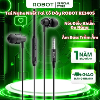 Tai Nghe Nhét Tai Có Dây ROBOT RE240S Cổng Kết Nối Jack AUX 3.5mm Âm Thanh Sắc Nét Trung Thực