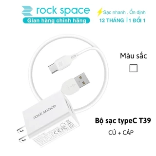 Bộ củ cáp sạc nhanh TypeC Rockspace T39 sạc nhanh không nóng máy màu trắng bảo hành 12 tháng