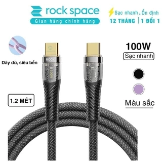 Dây cáp sạc nhanh Rockspace Z21 TypeC to TypeC sạc nhanh 100w chuẩn QC dây dù siêu bền BH 12 tháng