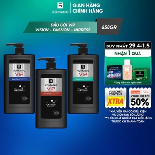 Dầu gội nam cao cấp Romano VIP Passion / Vision / Impress 650g