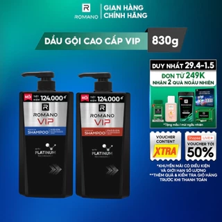 Dầu gội nam Cao Cấp Romano VIP Passion / Vision mùi Hương Bí Ẩn Nam Tính 830G