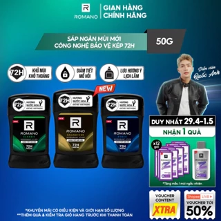 Sáp ngăn mùi cho nam Romano 50g - Khử mùi 72H, lưu hương Ý dài lâu
