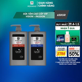 Sữa tắm nam cao cấp Romano VIP mạnh mẽ bí ẩn Passion / Vision 650g