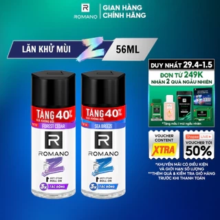 Lăn khử mùi nam ngăn vệt ố vàng Romano Gen Z 56ml