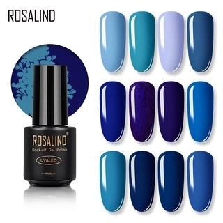 Gel móng tay ROSALIND Màu xanh 7ML Chai thủy tinh sơn móng tay