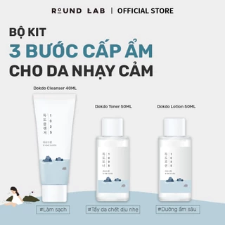 Bộ Chăm Sóc Da Sữa Rửa Mặt, Toner, Lotion Round lab 1025 Dokdo On The Go Kit