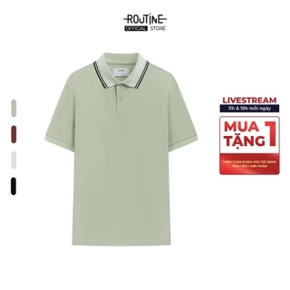 Áo Polo Nam Tay Ngắn 100% Cotton Phối Cổ Sọc Form Fitted - Routine 10F23POL003