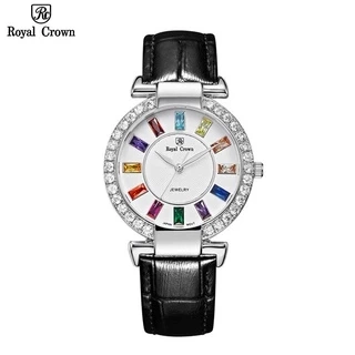 Đồng hồ nữ chính hãng dây da Royal Crown 2611 chống nước, đính đá cao cấp, đeo tay đẹp, sang chảnh