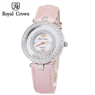 Đồng Hồ Nữ Royal Crown 3628 Dây Da Hồng Chính Hãng Đẹp Dịu Dàng Nữ Tính