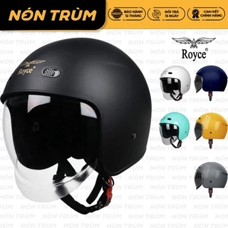 Mũ bảo hiểm 3/4 Royce XH26 kính âm, lót màu đen, lỗ thông gió lạ mắt cho nam và nữ