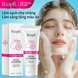 Sữa Rửa Mặt Tạo Bọt Vitamin c RtopR Cải Thiện Da Mụn Đầu Đen Kiềm Dầu Làm Sạch Da Lỗ Chân Lông Hỗ Trợ Da Dầu/ Da Khô/ Da Hỗn Hợp Cleanser Sâu Kiềm Dầu Cho Da Mụn Deep Cleansing Foam 40g