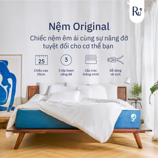 Nệm Foam Cao Cấp Ru9 Original 25cm - Trắng Xanh | 3 Lớp Foam Nâng Đỡ Cơ Thể | Bao Gồm 6 Kích Thước
