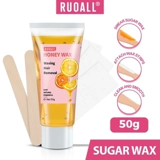 RUOALL Wax tẩy lông Kem tẩy lông Triệt lông Vĩnh viễn 50g Kèm 3 tờ giấy và 2 que wax