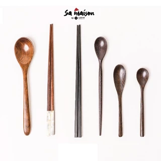 Bộ đũa thìa gỗ tự nhiên nhiều kích thước Sa Maison